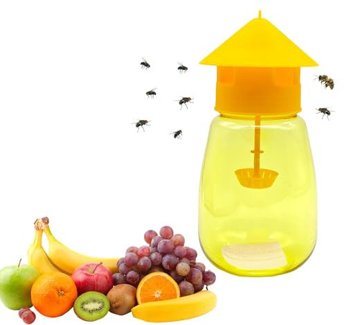 HAOBIN piège à mouche de fruits Piege a Mouche Interieur Réutilisable Pièges à mouches à fruits écologiques et efficaces pour la cuisine, l'intérieur et l'extérieur Pièges à mouches à fruits (jaune)