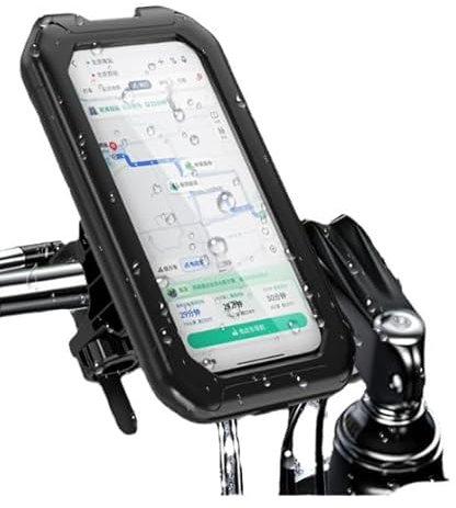 Arvoni Support Téléphone Velo Etanche, 360° Rotation IPX6, Compatible avec VTT et Moto, Porte Téléphone Velo avec Coque Arrière Transparente, Port de Charge, pour 5,5-7Pouces