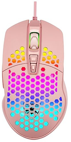 Lurrose Souris Creuse Luminescente pour Jeu Souris d'Ordinateur Filaire Ergonomique Matériau Solide 4 Dpi Accessoire pour Pc et Portable Gamers Couleur Translucide