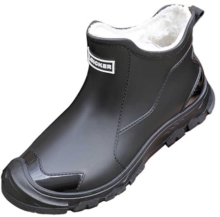 Botas de goma para mujer, forradas, impermeables, transpirables, antideslizantes, para jardín, ligeras, para exteriores, unisex, para adultos, con forro, Negro , 48/EU