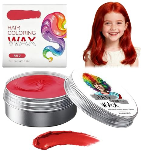 Temporary Blue Hair Wax for Kids - Washable Blue Hair Dye, Wash Out Hair Spray Colour, Safe Temporary Hair Dye, Temporary Wash Out Hair Wax for Kids’ Fun Styling (Red)