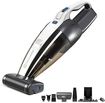 Vacmaster Pet Hair Cordless Hand Vacuum with Motorized Nozzle, 2-Speeds, LED Light, for Home & Car, Dusting Brush, Precision Nozzle, and Crevice Tool