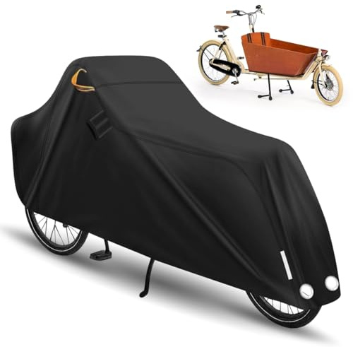 Lasthjulsskydd, 420D Oxford cykelskydd, vattentät, lastcykel, presenning med reflektorremsor och UV-skydd, cykelgarage för lastcykel, cykelskydd, cargocykel, 270 x 75 x 100 cm