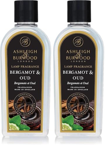 Ashleigh & Burwood - 500 mL - Actively Purifies, Cleanses, and Perfumes Home - Promotes Wellbeing - Made in UK with Natural Ingredients - Burning Time 20 Hours, Spicy Bergamot Oud (Pack of 2)