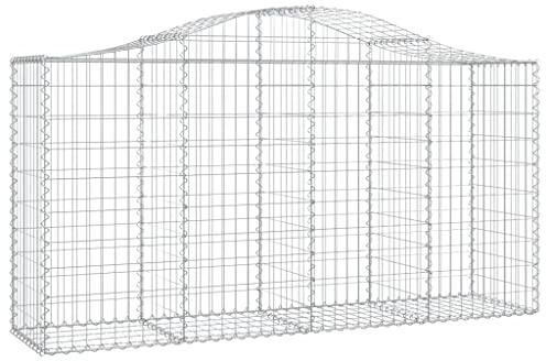 KPOUTRFG Cesto a gabbione zincato, arco alto, 200 x 50 x 100/120 cm, barriera da giardino fonoassorbente in ferro resistente alla corrosione, spessore filo 3,5 mm, incluso gancio per gabbione