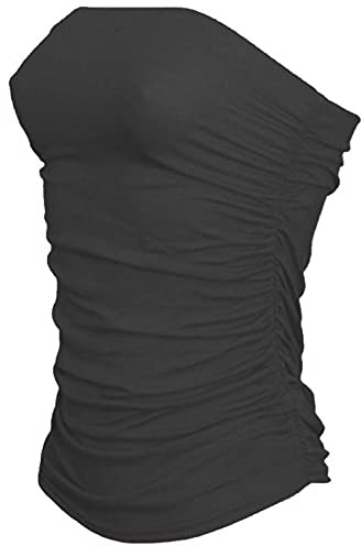 Women's Sexy Casual Summer Bandeau Sleeveless Ruched Beach Vest Shirt Tube Tops(Red UK 12-14)