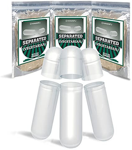 WANANFU Getrennte Vegane Leerkapseln Größe 00 (200 Stück), leere Kapseln zum Befüllen, Kompatibel mit Kapselfüller 00