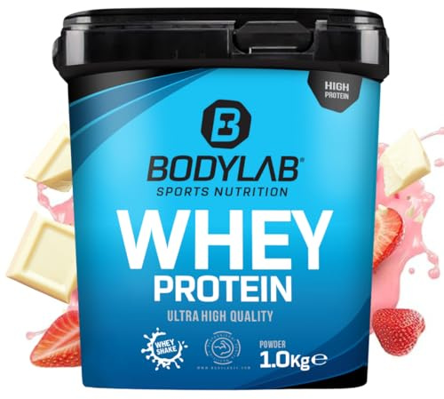 Bodylab24 Whey Protein Pulver, Erdbeer & weißen Chocolate Chunks, 1kg