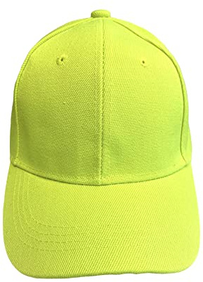 BLUECHOLON Barnkeps med 6 paneler i bomull med mjuk finish och justerbar stängning baktill, broderade ventilationshål och ett varierat utbud av levande färger., Fluorgul, 48