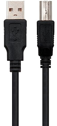 Ewent Cable de impresora USB 2.0, negro, 1 metro, macho tipo A a macho tipo B, 2xAWG 30 cobre