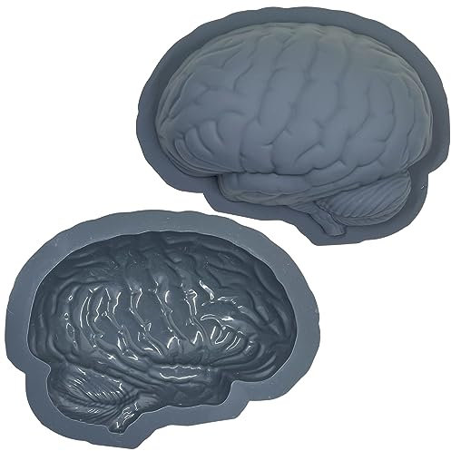 MIJOMA Erschreckende Silikon Backform ‚Gehirn‘ - Der Nervenkitzel für Ihre Halloween-/Karneval/Motto-Party - Leicht zu reinigen, BPA-frei, lebensmittelecht - für backen und Pudding - 22x17x6cm, 550 ml