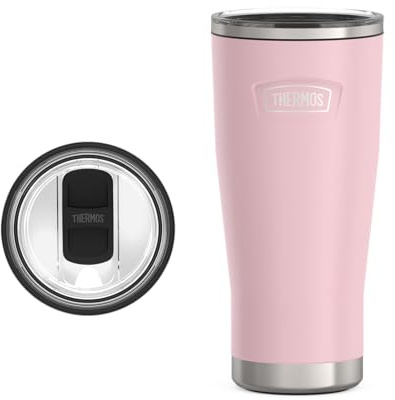 THERMOS ICON SERIES, Stainless Steel Cold Tumbler with Slide Lock, 24 Ounce, Sunset Pink