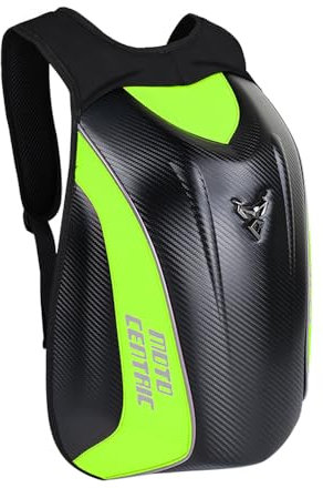 mjmoto Motorrad-Rucksack, wasserdicht, Kohlefaser, Hartschale, reflektierend, für Motorrad-Reisekoffer, Grün , standard size, Radfahren, Wandern, Camping, Klettern, Reisen, Angeln