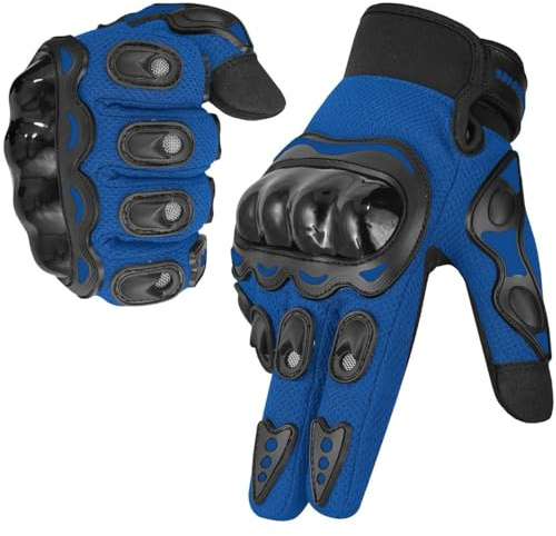 WESTWOOD FOX Guanti da moto per uomo e donna, guanti da moto con dita intere, per BMX, MX, ATV, MTB, equitazione, caccia, arrampicata e sport all'aria aperta (M, BLU)