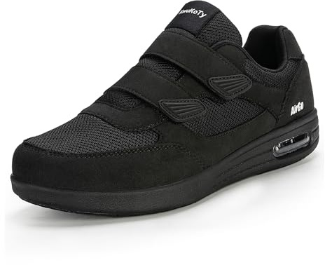 KWUKOTY Diabetiker skor kvinnor justerbar bred version extra bred seniorer hälsa tofflor kvinnor storlek 37–43, svart, 39.5 EU bred