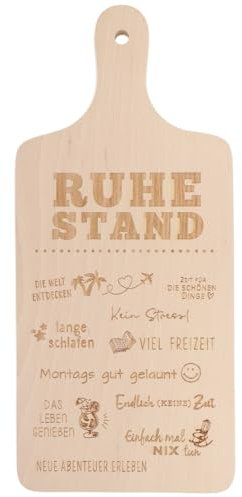 Spruchreif | Deko-Brotzeitbrett aus Holz | Holzbrett mit Gravur | Schneidebrett aus Holz mit Griff | Brotzeitbrett mit Spruch | Geschenk zur Rente | Ruhestand