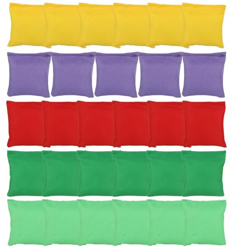 VIDETOL 30 Pcs Bean Bags, Colorful Bean Bags for Throwing, Soft Beanbags Throwing for Hand Toss Party Game, Fun Sports Outdoor and PE School Events, 4 x 4 Inch