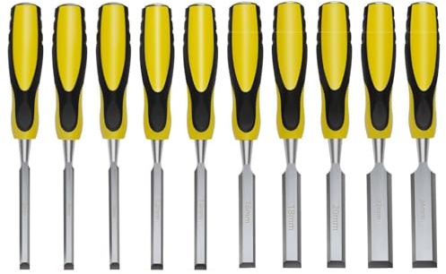 LZM-DIEWLEI Wood Chisel Set 10 Pieces Woodworking Chisels 6-24mm Firmer Chisel Set Woodworking Hand Tools Mortise Chisel Set