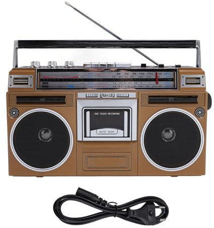 Grabadora de Cassette Portátil, Bluetooth FM MW SW1 SW2 Radio Cassette USB Al Convertidor MP3 para el Hogar Al Aire Libre (Enchufe de la UE)