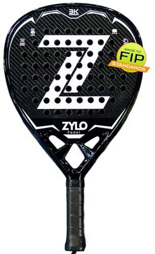 Zylo Padel Racket - Padel Rackets for Adults in a Diamond Shape made from Carbon - Lightweight Padel Tennis Racket and Bat for Powerful, Controlled Play (Black)