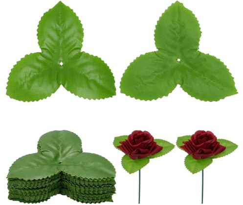 PH PandaHall 300 foglie artificiali di rosa, foglie artificiali, foglie di stoffa verde lime, per artigianato, fai da te, bouquet floreale, ghirlanda, decorazione da tavolo per matrimoni, 9,5 cm