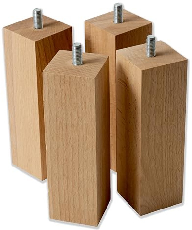 IPEA 4x Piedini per Mobili e Divani in Legno - Altezza 18 cm - Made in Italy - Piedi Rettangolar per Armadi, Letti, Poltrone, Arredamento - Deisgn Minimal ed Elegante - Set di 4 Pezzi