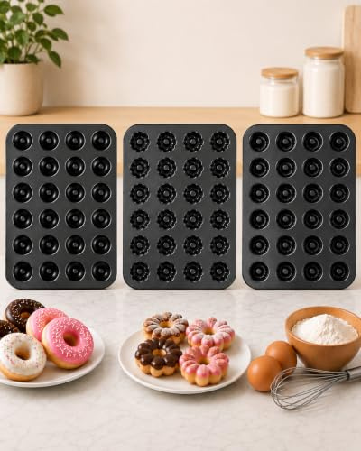 Molde Profesional de Rosquillas, Donuts de Acero al Carbono, 24 Cavidades