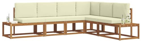 vidaXL 6 uds. Conjunto de sofás de Exterior Natural y Crema