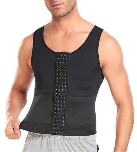 Faja Moldeadora para Hombre Faja Reductora for Hombre Be-In-Shape, Chaleco Moldeador de Cintura, Camiseta compresión, corsé Adelgazante for Abdomen(Black,M)