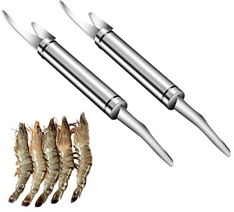LONGHAO 2 pcs,5-In-1-Multifunktionales Garnelenschnur,Garnelenschnurmesser,Edelstahl Shrimp Peeler,Multipurpose Shrimp Peeler,GarnelenschäLer SchäLwerkzeug,Garnelenreinigungswerkzeug FüR Die HausküChe