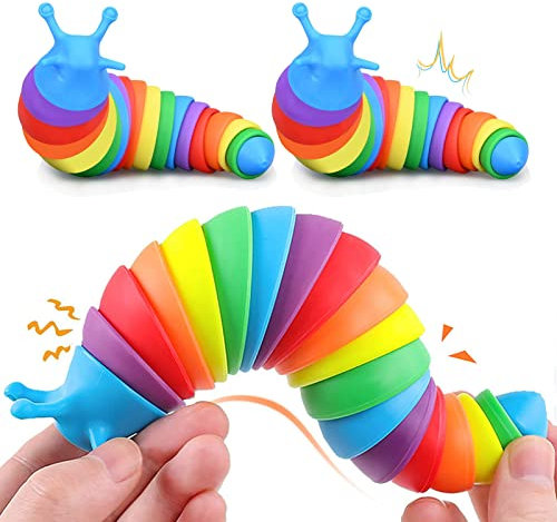 Yolistar 2 Stück Fidgets Slug Spielzeug,Lustige Flexible Kreatives Schneckenspielzeug für Kinder Erwachsene,Flexible Dekompressionsschnecke zum Entspannen,Garten Ornament