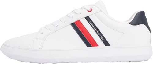 Tommy Hilfiger Uomo Sneakers con Suola Preformata Essential Leather Cupsole in Pelle, Bianco (White), 40