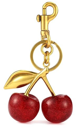 Kirsch-Bag Charm - Vielseitiger Schlüsselanhänger, Geldbörsenanhänger Glücksbringer, Personalisiertes Auto-Zubehör,modischer Taschen- oder Schlüssel-Accessoire für handtaschen, Geschenk für Frauen