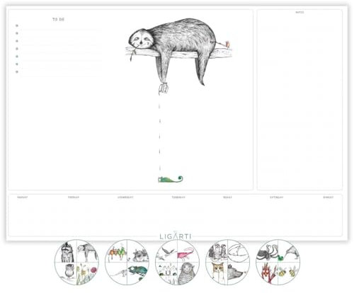 Ligarti Schreibtischunterlage Papier (100% nachhaltig) A3+ Wochenplaner Block mit To Do Liste und wechselnden Motiven - Weekly Planner undatiert, Schreibtisch Unterlage (AllStars)