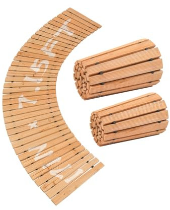 VEVOR Rollweg Gartenweg 218x43 cm, Ausrollbarer Holzweg, Gehweg aus Zedernholz mit Drahtseilverbindung, Holztritt, Gartentritt, dekorative Trittplatten für Strandpromenade, Hinterhof, Terrasse