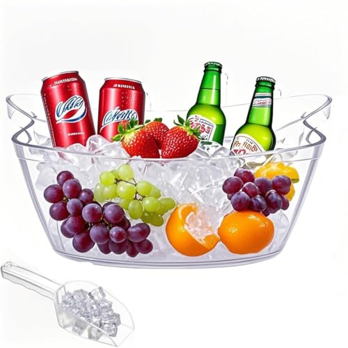 1pcs 6L Ice Bucket with 1pc Scoops ,Large Clear Acrylic Ice Bucket for for Wine Champagne Mimosa Cocktail Bar Picnic Fruit Storage Basket (1PC 6L)