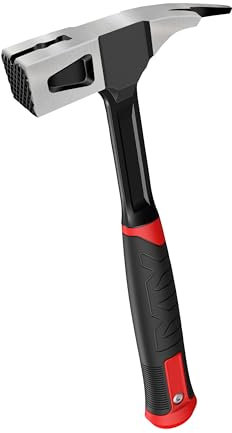 C&T Marteau de charpentier de 600 g, marteau de charpentier, marteau de serrurier, marteau à une seule pièce, construction entièrement forgée en une seule pièce, avec support magnétique à clous