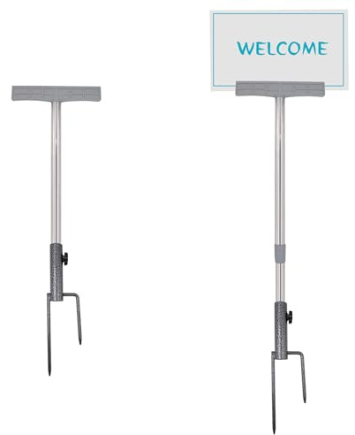 2 paletti per cartelli con palo in metallo, per giardino, cortile, prato, 52 – 78 cm