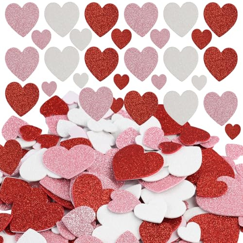 300PCS Pegatinas Corazón de Espuma Autoadhesiva Pegatina, Pegatinas de Espuma con Purpurina para Manualidades, Decoraciones, álbumes de Recortes, Proyectos DIY, Ideales para Niños y Fiestas