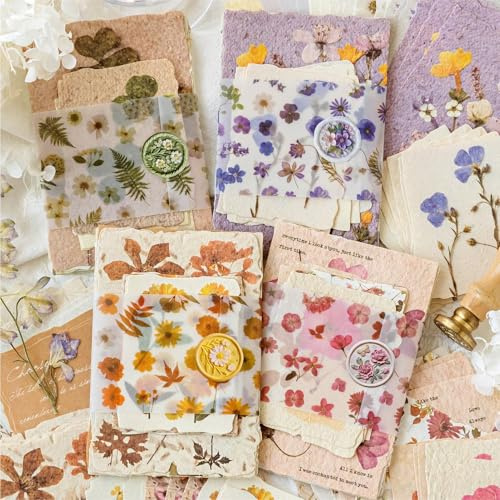 Carta Scrapbooking Kit,120 Fogli Flower Adesivi per Scrapbooking per Junk Journal,Journaling,Bullet Journal,Mobile Case,Photo Frame,Cups,Notebook(Flower Language)