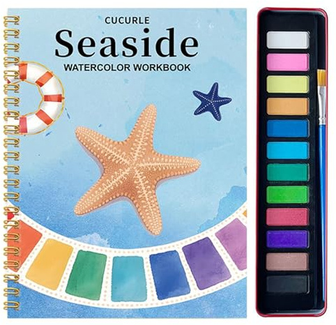 Libros De Pintura Al Agua,Set De Acuarelas Para Adultos Con 12 Colores Y Cuaderno De Ejercicios | Kit De Dibujo Y Coloreo Para Jóvenes Y Principiantes En Casa O Viaje