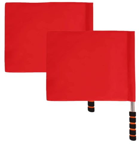 MUSISALY 2 pezzi Bandiere Arbitro Rosse per Gare Sportive con Manico Leggero Segnalazione Chiara per Calcio Pallavolo Basket e Corsa per Competizioni e Allenamenti