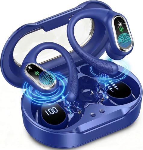 Rolosar Cuffie senza fili Bluetooth Sportive, Cuffie Bluetooth 5.4 HiFi Stereo con 4 HD Mic, 50 H Caschi Senza Fili con Cancellazione Rumore ENC, IP7 Impermeabile Caschi da Corsa