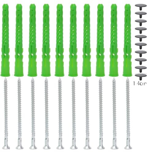 pluggar 10 mm expansionsskruvpluggrör, robusta, självgängande, höghållfasta skruvhårdvarufästelement (20 uppsättningar)