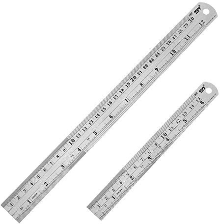 ZZTX Metal Ruler 6 Inch 12 Inch Stainless Steel 2 Pack