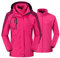 donhobo Damen Ski 3-in-1-Jacke 2 Stück Outdoor Wasserdicht Winddicht Winterjacke Doppeljacke Regenjacke Fleecejacke Wanderjacke Rosarot L