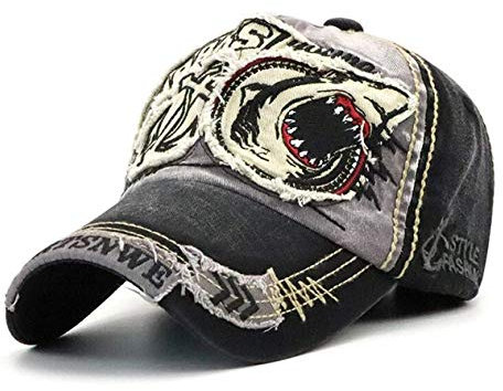 CHENNUO Vintage Basecap Distressed Snapback Caps Trucker Hat Baumwolle Baseball Cap Freizeit Outdoor Kappe Unisex (Schwarz-4)