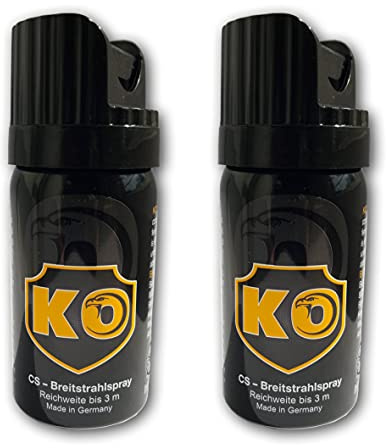 2 X KO - Pfefferspray, Made in Germany, KO-Spray zur Tierabwehr, Selbstverteidigung, 40 ml Breitstrahl Verteidigungsspray