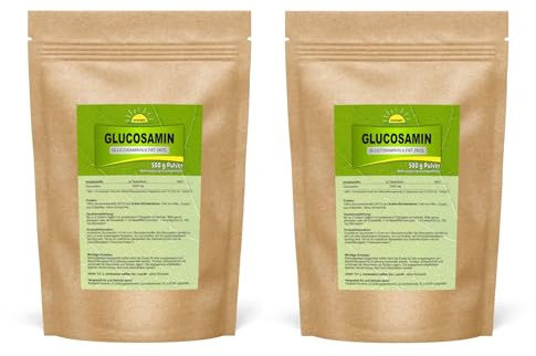 Bonemis® Glucosamin, Pulver, 1 kg (2 Beutel à 500 g), Premiumqualität ohne Zusatzstoffe (Glucosaminsulfat 2KCl)