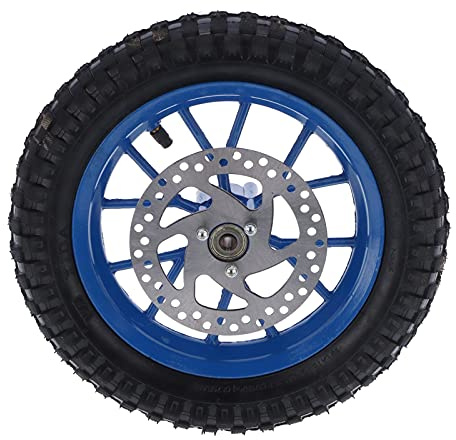 Pneu et Jante de Roue Avant 12,5 X 2,75 Pouces, Pneu en Caoutchouc + Jante de Roue en Métal Mini Roue Avant de Vélo de Poche, pour 47 49 2 Temps Mini Dirt Bike (C (bleu))